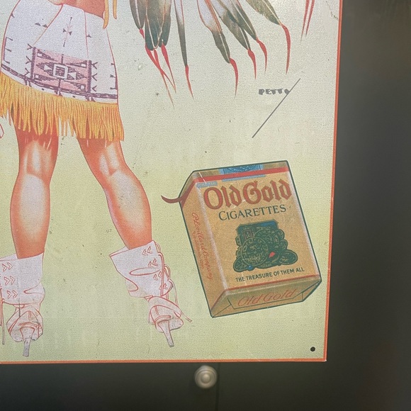 Vintage 1992 Old Gold Cigarettes Native American Woman Tin Sign - Picture 4 of 8